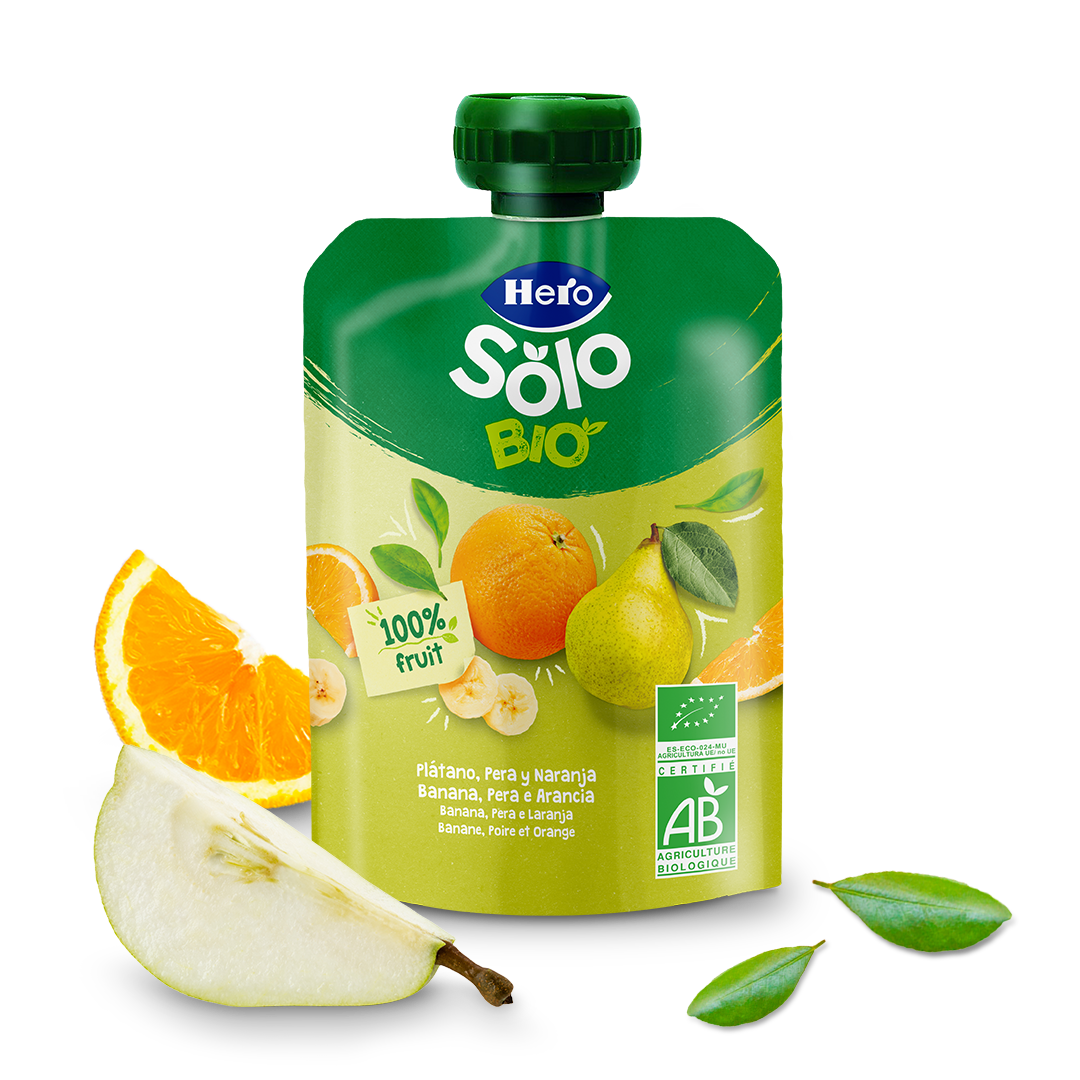 Bolsita Hero Solo Bio plátano, pera y naranja