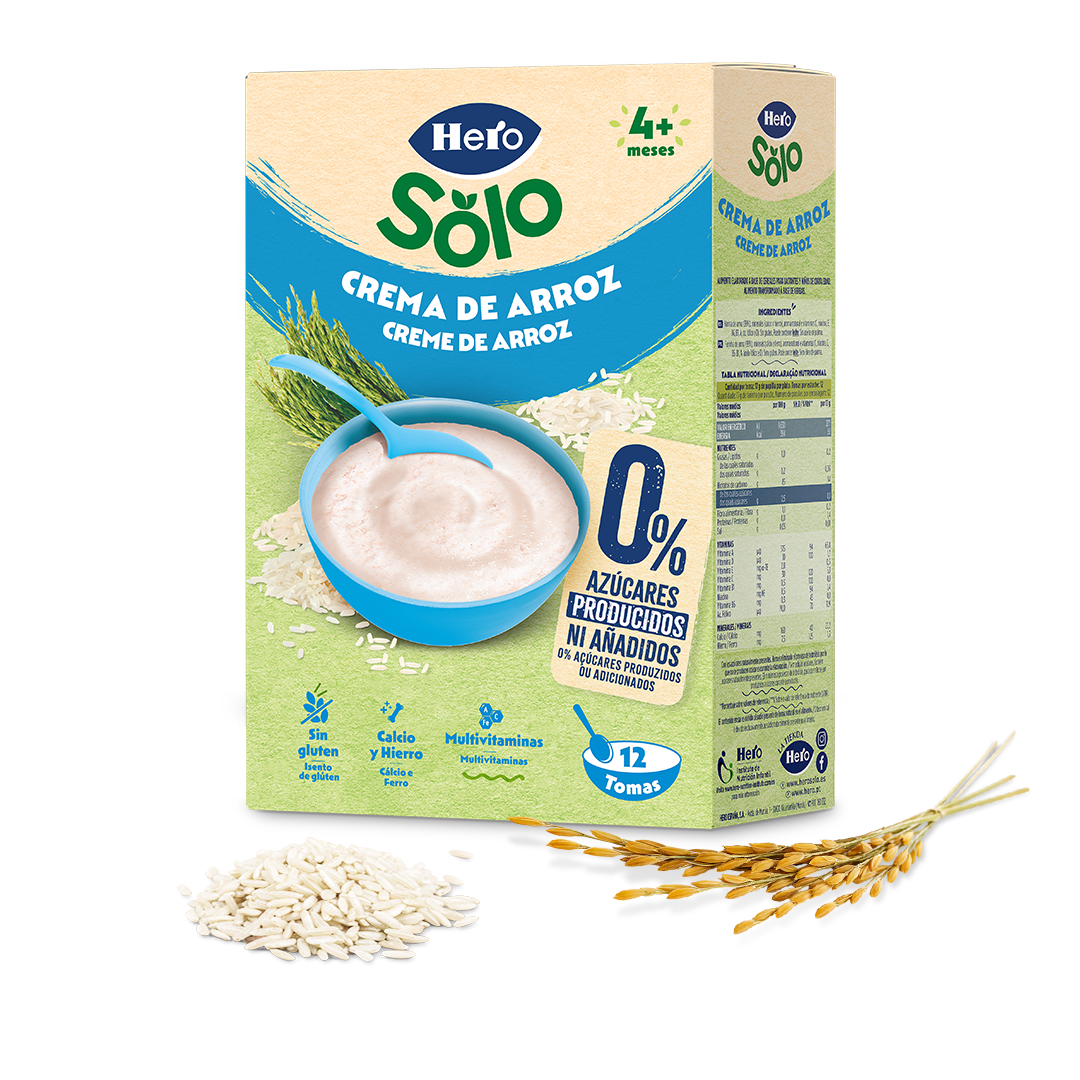 Papas de cereais Hero Solo creme de arroz