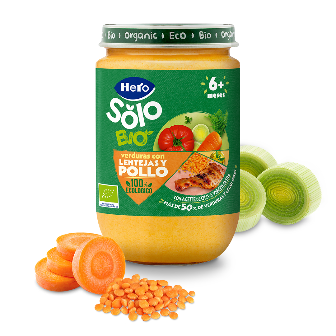Boião Hero Solo Bio legumes com lentilhas e frango