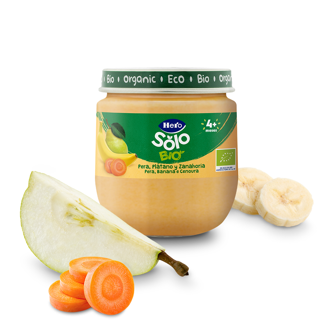 Boião Hero Solo Bio pera banana e cenoura