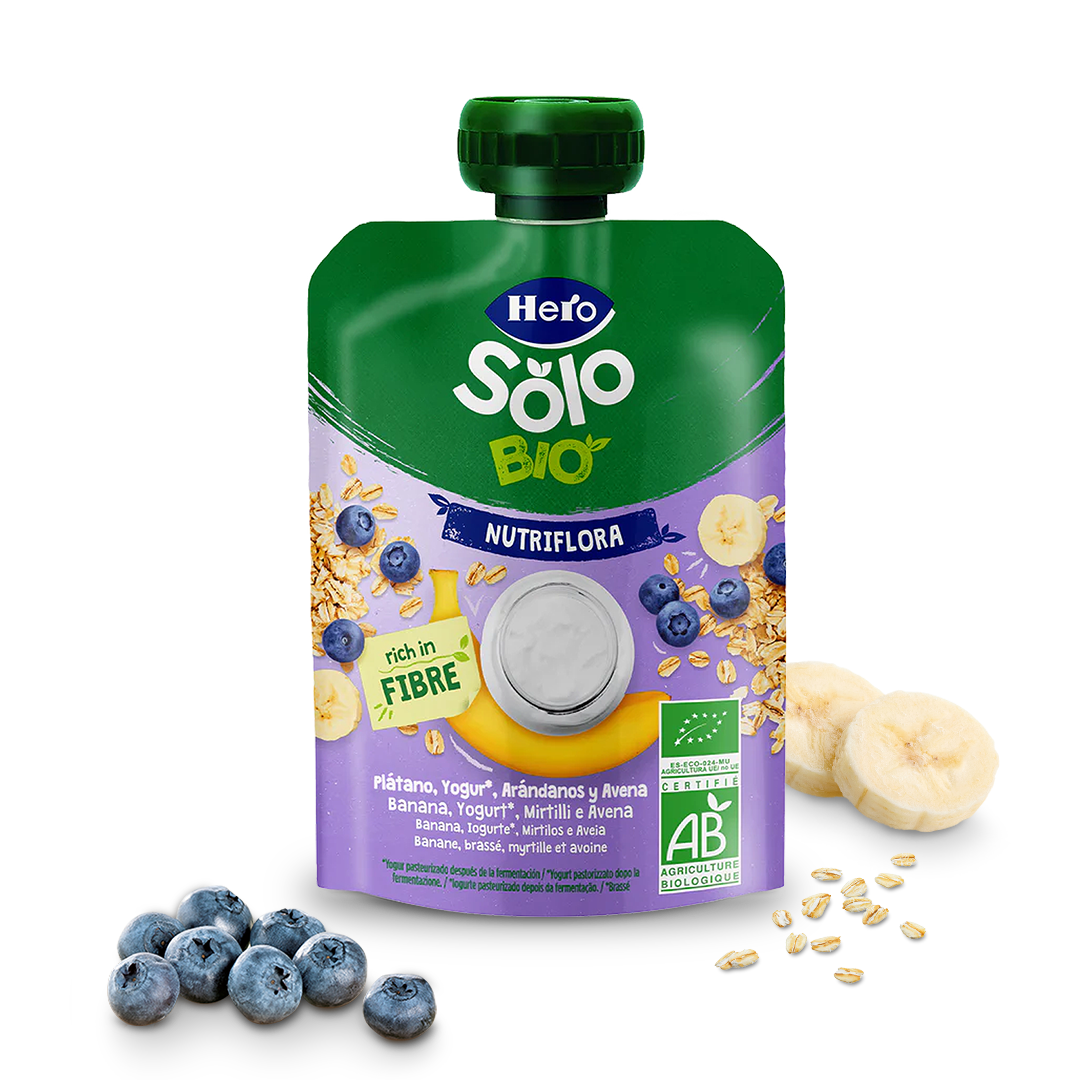 Saqueta Eco Hero Solo Nutriflora banana iogurte mirtilos e aveia
